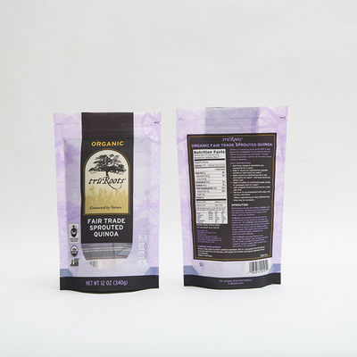 Verpacken- der Lebensmitteltaschen-Reißverschluss-Stellungs-Reißverschluss-Beutel 12OZ 340g mit Reißverschluss für gekeimte Quinoa