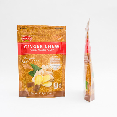 Süßigkeits-Beutels-Ginger Chew With Window And-Unterseiten-Keil 125g PE80 PET12
