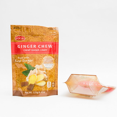Süßigkeits-Beutels-Ginger Chew With Window And-Unterseiten-Keil 125g PE80 PET12