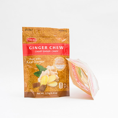 Süßigkeits-Beutels-Ginger Chew With Window And-Unterseiten-Keil 125g PE80 PET12