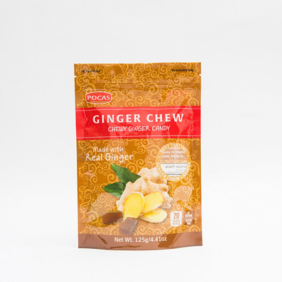 Süßigkeits-Beutels-Ginger Chew With Window And-Unterseiten-Keil 125g PE80 PET12